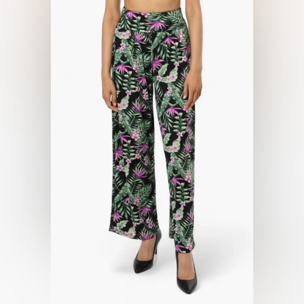 Women's Size Large Beechers Brook New York Floral Print High Rise Wide Leg Pants
